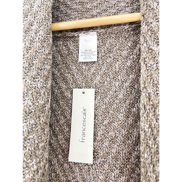 NEW Francesca's Boho Taupe Ribbed Knit Fringe Cardigan Sweater Vest One Size - Picture 3 of 6